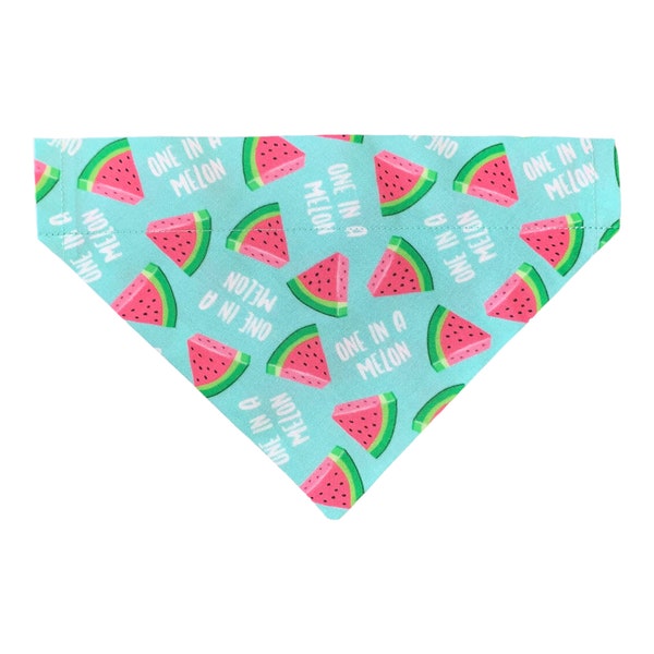 Watermelon Dog Bandana - One In A Melon Dog Bandana - Over the Collar - Option to Personalize - Two-Sided - Cat Bandana