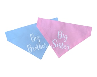 Pregnancy Announcement Dog Bandana: Big Brother or Sister Over the Collar