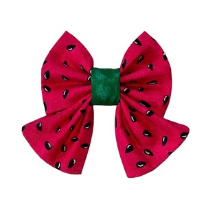 Watermelon Pet Sailor Bow Tie - Watermelon Dog Bow Tie - Watermelon Cat Bow Tie - Slides Over The Collar - Summer Dog Sailor Bow Tie