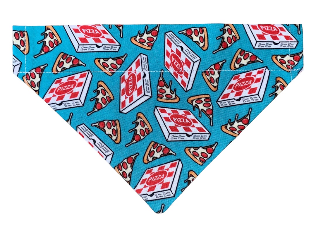 Dog Bandana Pizza Pizza Box Funny Dog Bandana Over the Collar Twosided