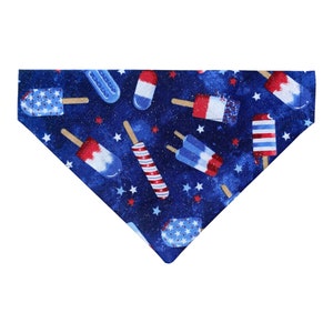 Patriotic Dog Bandana - Popsicle Dog Bandana - Over the Collar - Option to Personalize - Two-Sided - Patriotic Cat Bandana - 4th of July