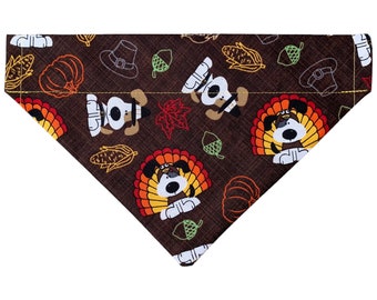 Thanksgiving Dog Bandana: Two-Sided, Over-the-Collar, Personalize Option
