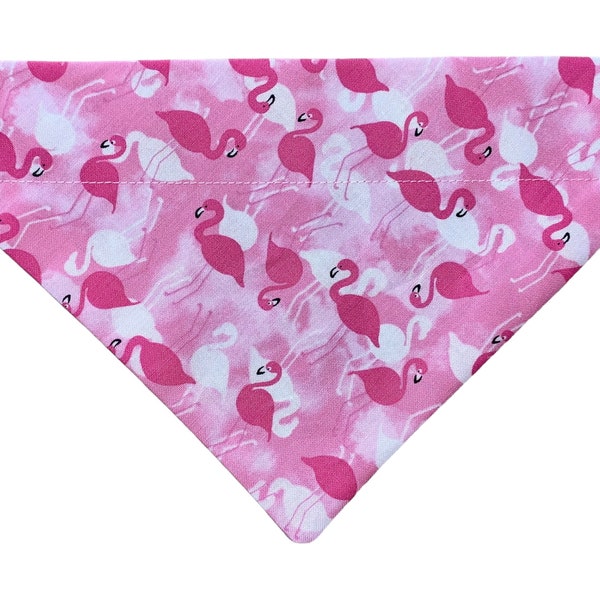 Flamingo Dog Bandana - Tropical Dog Bandana - Hawaiian - Over the Collar - Option to Personalize - Two-Sided - Tropical Cat Bandana