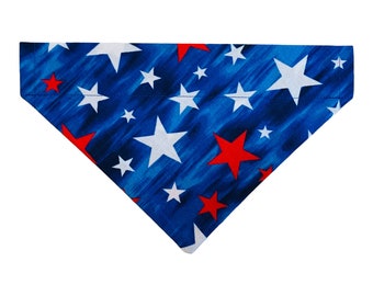 Patriotic Dog Bandana - 4th of Jul Dog Bandana - Over the Collar - Option to Personalize - Two-Sided - Patriotic Cat Bandana - 4th of July