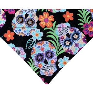 Dog Bandana - Sugar Skull - Day of the Dead - Over the Collar - Two-Sided - Puppy Gift