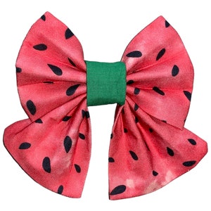 Watermelon Pet Sailor Bow Tie - Watermelon Dog Bow Tie - Watermelon Cat Bow Tie - Slides Over The Collar - Summer Dog Sailor Bow Tie