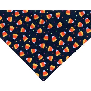 Halloween Dog Bandana - Candy Corn Dog Bandana  - Over the Collar - Option to Personalize - Two-Sided - Halloween Cat Bandana