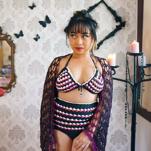 Patrón PDF CROCHET "Bikini o falda de cintura alta retro Barbara inspirada en Barbie" solamente.