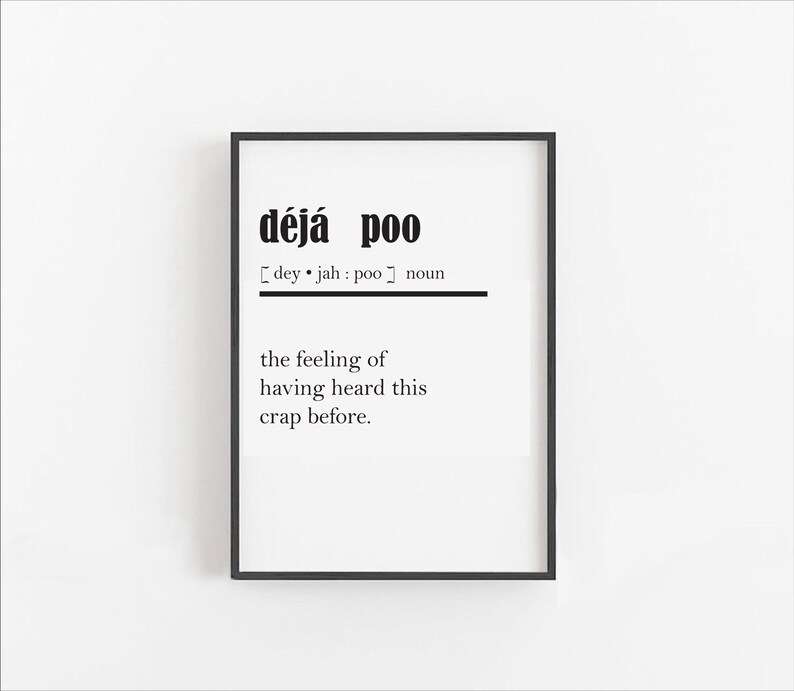 Déjà Poo Printable Wall Art – Funny Definition Sign, Bathroom Humor ...