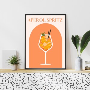 Retro Aperol Spritz Wall Art, Descarga digital Signo de cóctel, Retro Cocktail Poster Fun, Decoración del carrito de bar, Colorido Aperol Spritz Wall Art