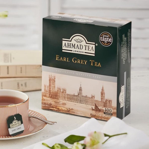 Ahmad Aromatic Earl Grey Tea, Caffeinated Black Tea 100 teabags