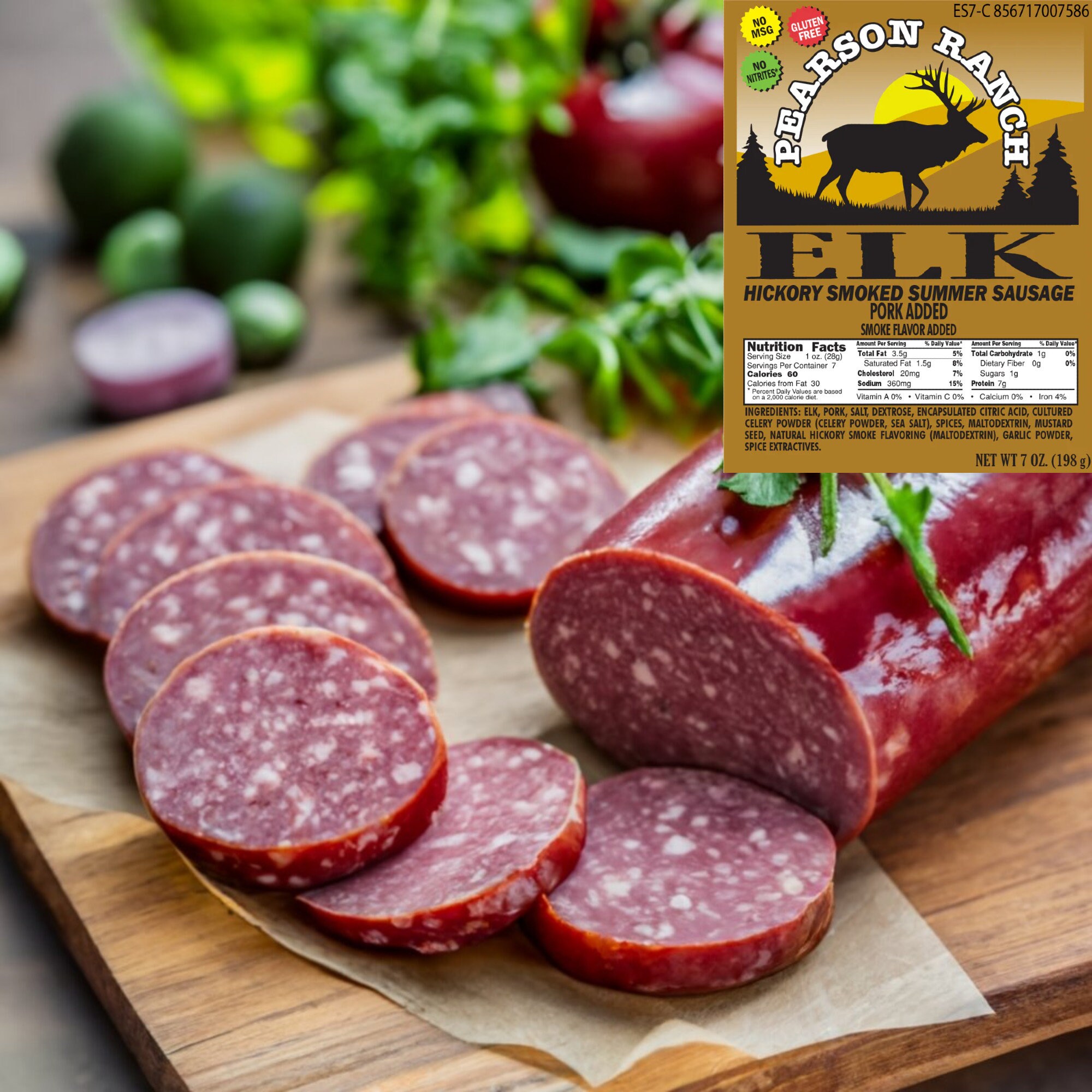 thumbnail image 2 of Pearson Ranch Hickory Smoked Venison Summer Sausage - Gluten Free, 7oz (Pack Of 3) 2 of 6