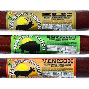 Pearson Ranch Game Meat Summer Sausage Pack of 3 – Elk, Buffalo, Venison