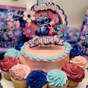 Stitch and Angel 3D Cake Topper – Custom Birthday Decoration | Party Decor