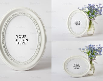 Oval White Frames Mockup, Stationery Frames Template, Photo Frames, PSD with SMART LAYERs, JPG