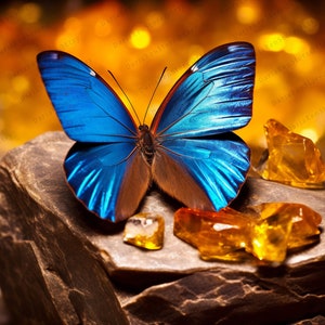 Butterflies & Crystals, AI Art, AI-Generated Art, Wall Art Posters, Digital Download