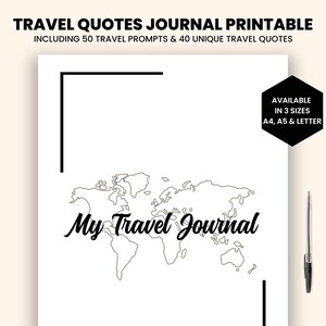 Travel Quotes Journal Printable - Printable Journal, Daily Journal, Journal Prompts, Gratitude Travel Journal, Mindfull Travel Journal