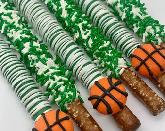 Custom Basketball Chocolate Covered Pretzels, Basketball Birthday Favors, Basketball Party Theme Favors, Basketball Birthday Party Favors