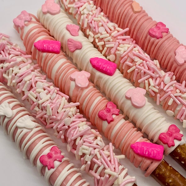 Chocolate Covered Pretzels for Girl Baby Shower Etsy
