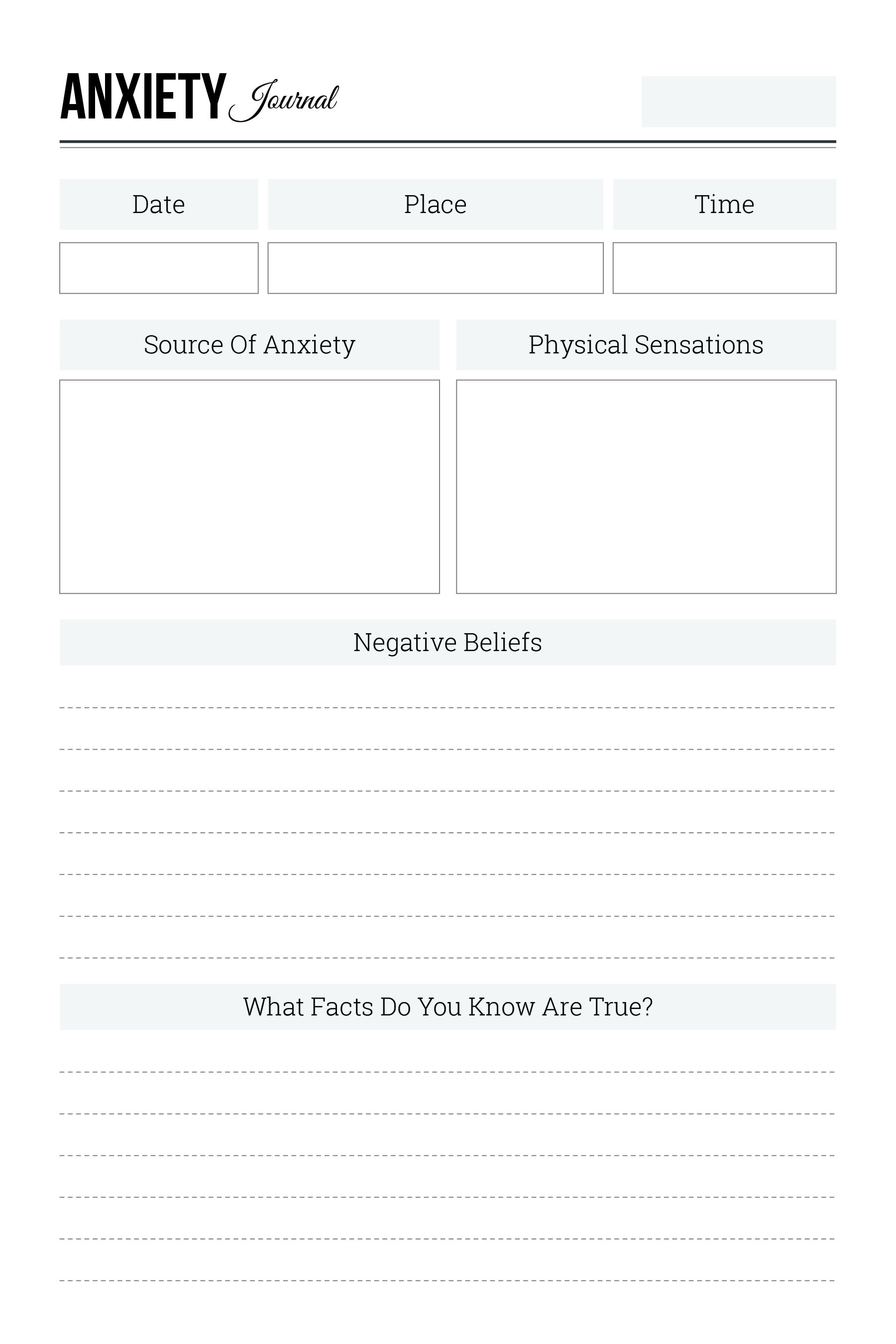 Anxiety Journal Template