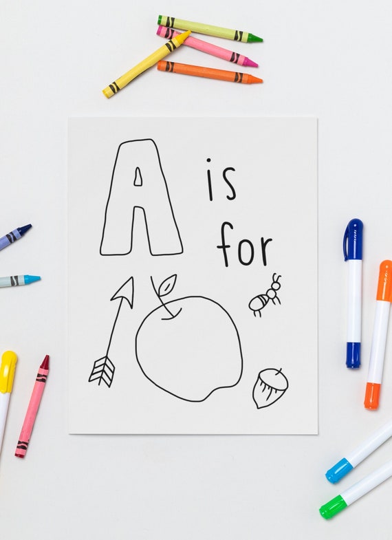 Printable Coloring Pages Alphabet Themed Educational A B | Etsy