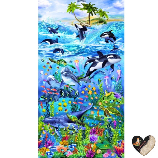 Sea Life Vacation, Marine life, Cotton Quilting fabric by Timeless Treasures Fabrics TT-C6145 PANEL