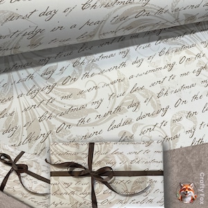 Parole di Natale, 12 giorni di Natale, carta da regalo Fawn - 60 cm di larghezza