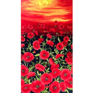 Rare Fabric Poppies Panel Fabric Timeless Treasures