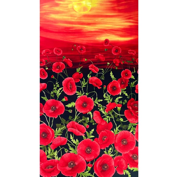 ANZAC Fabric Poppies Panel Fabric Timeless Treasures