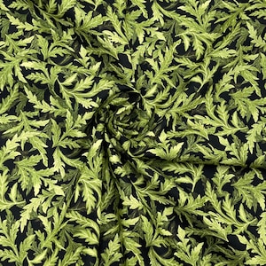 Poppy Leaves, Green Black Fabric by Timeless Treasures Fabric C5839
