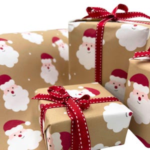 Carta da regalo di Babbo Natale rossa - Carta da regalo ecologica di Babbo Natale / Carta elegante e sostenibile