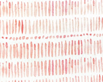 May include: A white background with a repeating pattern of horizontal rows of thin, red watercolour brushstrokes.