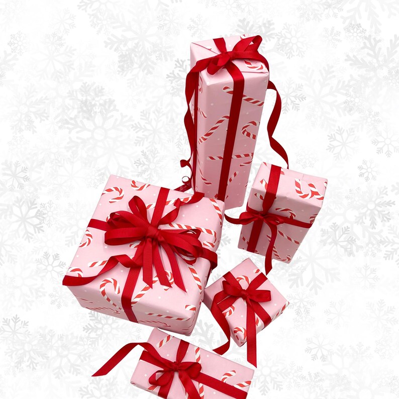 Candy Cane Pink Gift Wrapping Paper – Festive Christmas Wrap | 80gsm ...