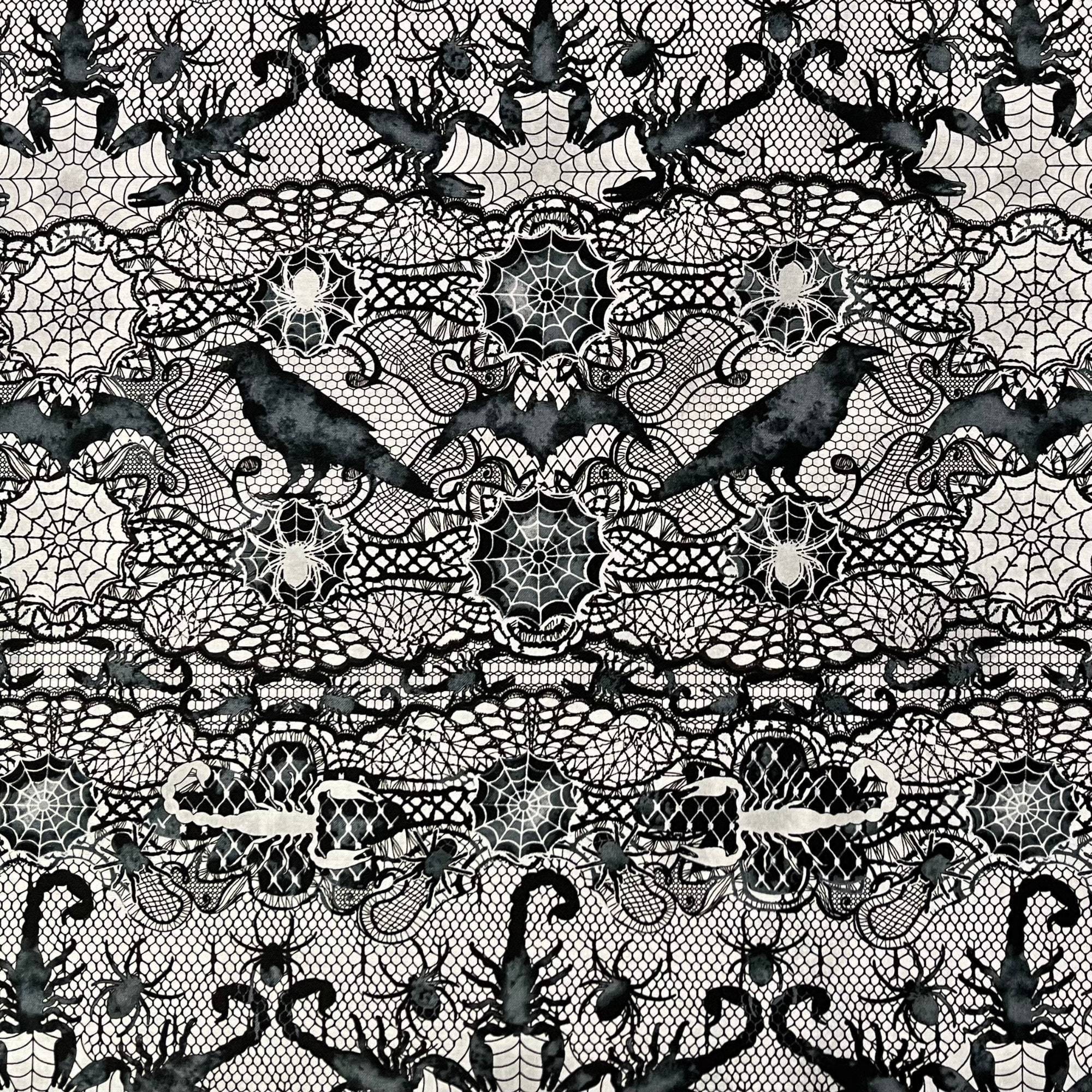 Fabric Crafts Timeless Treasures Wicked Lace Spider Web Print 100%