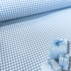Papel de regalo ecológico de cuadros vichy azul francés - 80 g/m², 60 cm de ancho