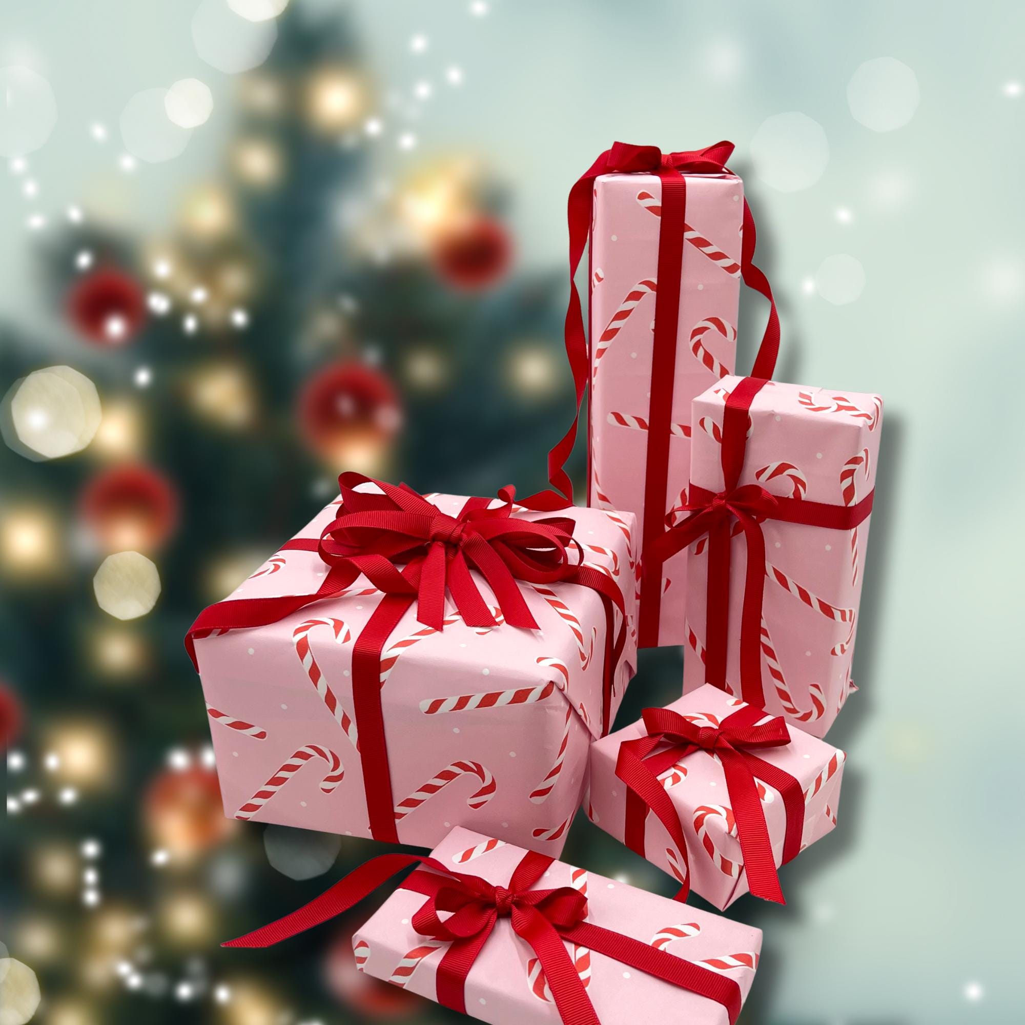 Candy Cane Pink Gift Wrapping Paper – Festive Christmas Wrap | 80gsm ...