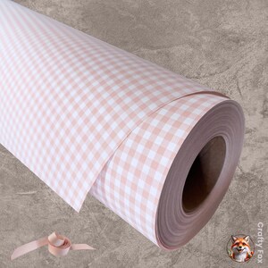 Eco-Friendly Paper Gingham Champagne Gift Wrap Paper 80gsm | Wrapping Paper
