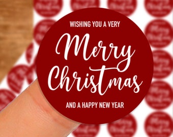 28 x Merry Christmas stickers, Christmas labels, Happy Xmas, Craft box labels, festive packaging