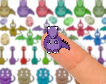 Pequeñas y lindas pegatinas de dinosaurios / Regalo para amantes de los dinosaurios / Hoja de pegatinas de dinosaurios / Pegatinas para laptop y fundas de teléfono / Dulces pegatinas de dinosaurios