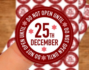 24 x Do Not Open Until 25th December stickers, Christmas labels, Happy Xmas, Gift labels, festive packaging