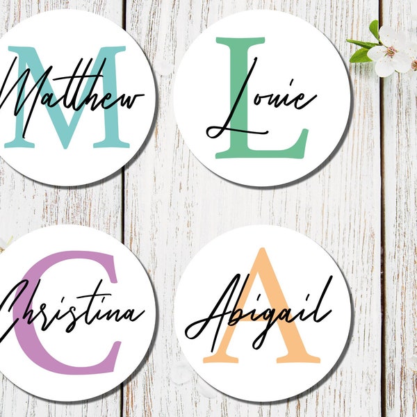 Custom name and initial coasters | Personalised wooden coasters | Round drinks coasters | Moving house gift | Birthday Gifts