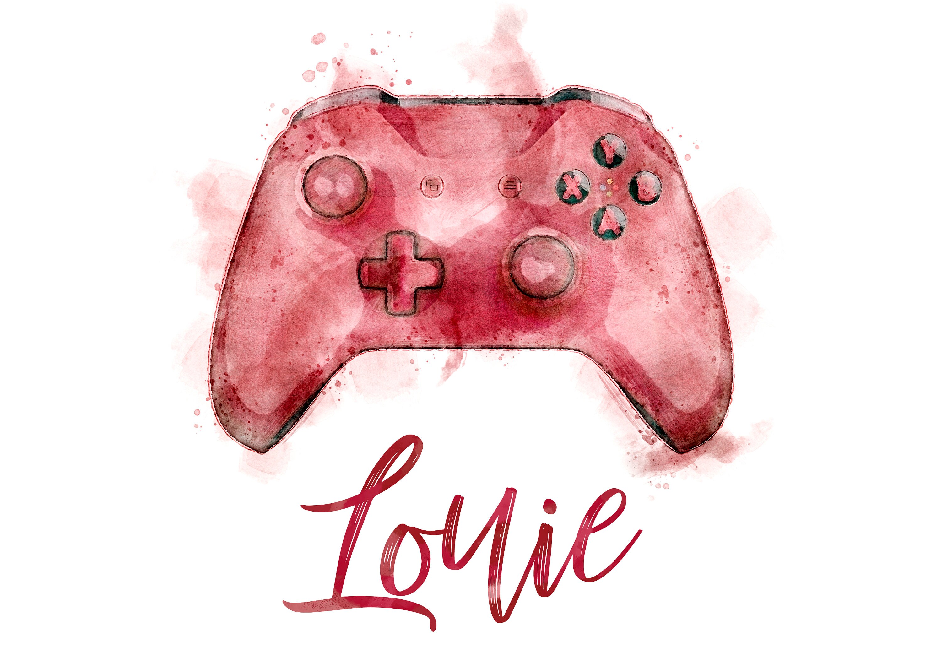 Game Controller art print BLACK Personalised gaming Etsy