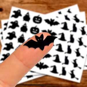Tiny Halloween vinyl stickers | Stickers for Halloween packaging | Small stickers for Halloween decor | bat cauldron witch pumpkin image 5