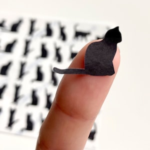 かわいい小さな猫のビニールステッカー | 猫好きへのギフト | 黒猫のステッカーシート | 猫のシルエット | ノートパソコンと携帯電話ケースのステッカー | 猫のデコレーション |