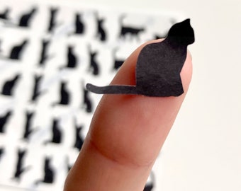 Cute Tiny Cat vinyl stickers | Cat lover gift | Black cat sticker sheet | Cat Silhouette | Laptop & phone case stickers | Cat decoration |