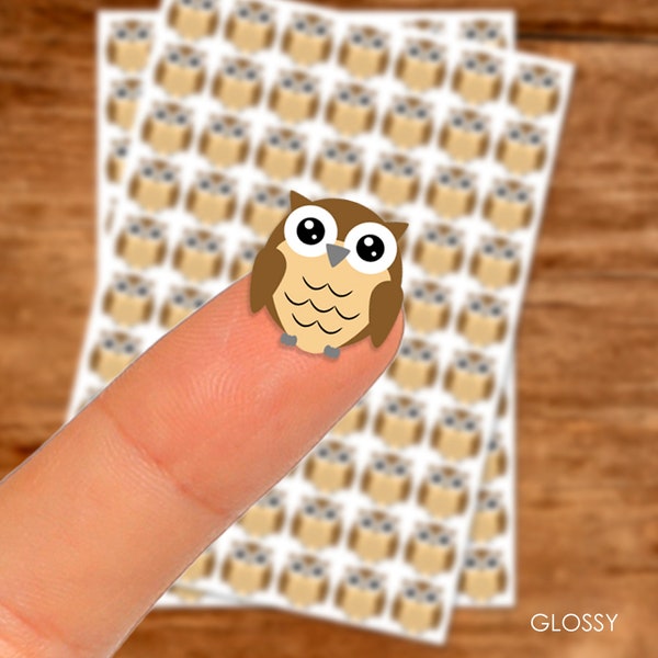 Petits autocollants mignons de hibou | Cadeau pour amoureux de hibou | Stickers pour ordinateur portable et coque de téléphone | Adorable petite chouette en feuille d'autocollants | Guides de Brown Owl