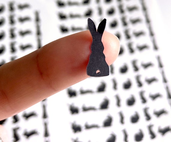 Cute Tiny Bunny vinyl stickers | Rabbit lover gift | Black rabbit sticker sheet | Rabbit Silhouette | Laptop & phone case stickers | Small