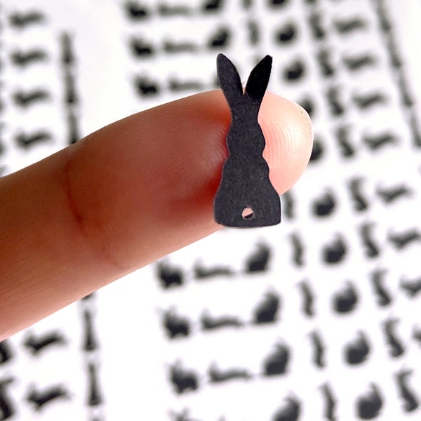 Cute Tiny Bunny vinyl stickers | Rabbit lover gift | Black rabbit sticker sheet | Rabbit Silhouette | Laptop & phone case stickers | Small
