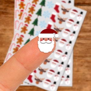 Kleine Weihnachtssticker | Aufkleber für Weihnachtsverpackungen | Kleine Aufkleber für Weihnachtsdekor | Weihnachtsmann Rentier Schneemann Baum Schneeflocke Cane