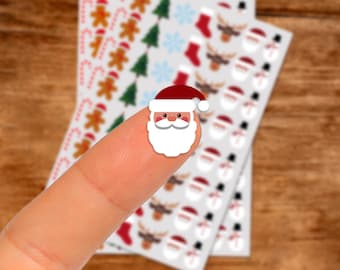 Tiny Christmas stickers | Stickers for Christmas packaging | Small stickers for Christmas decor | Santa Reindeer Snowman Tree Snowflake Cane